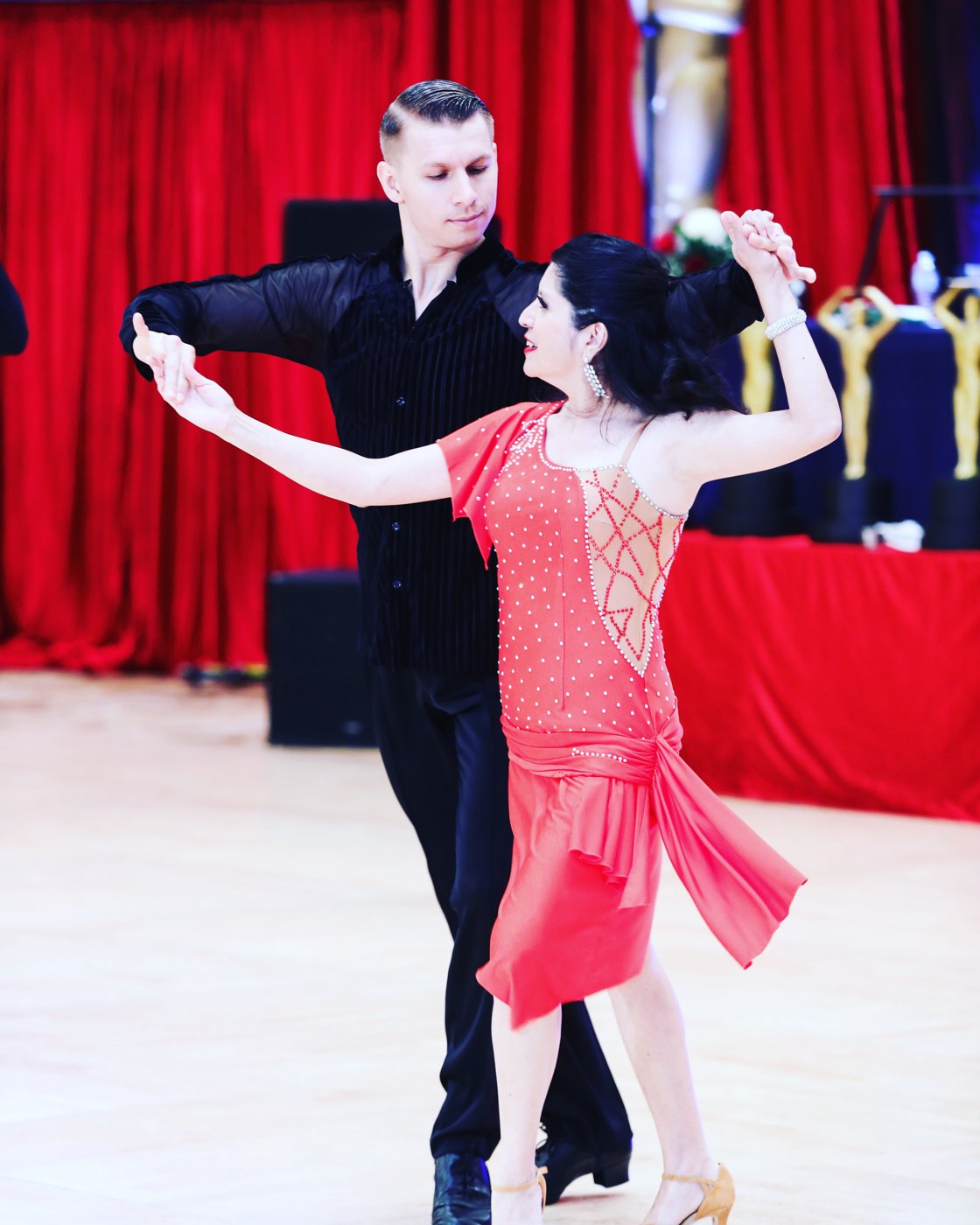 A couple dancing in our studio
